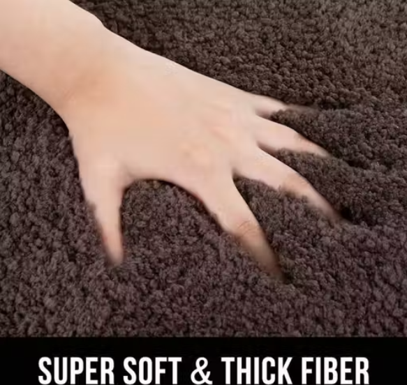 Soft Fluffy Anti-Slip Microfiber Doormat – Brown 🤎