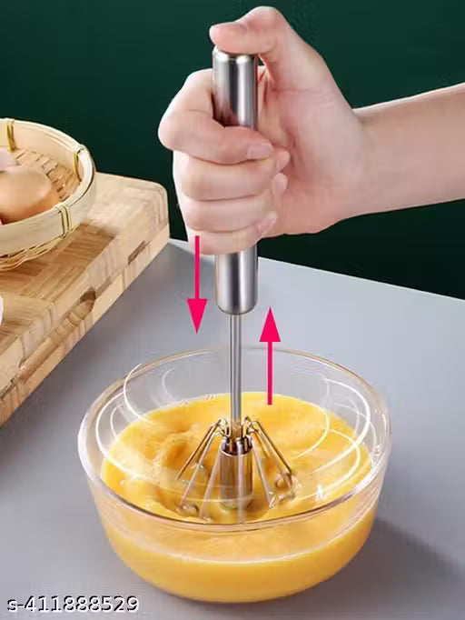 Hand Push Rotary Whisk Blender – Stainless Steel