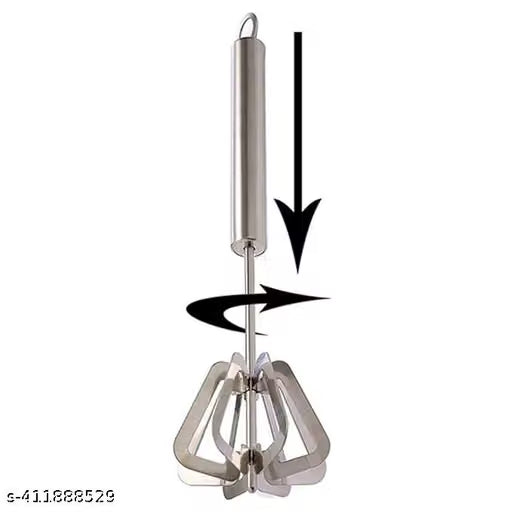 Hand Push Rotary Whisk Blender – Stainless Steel
